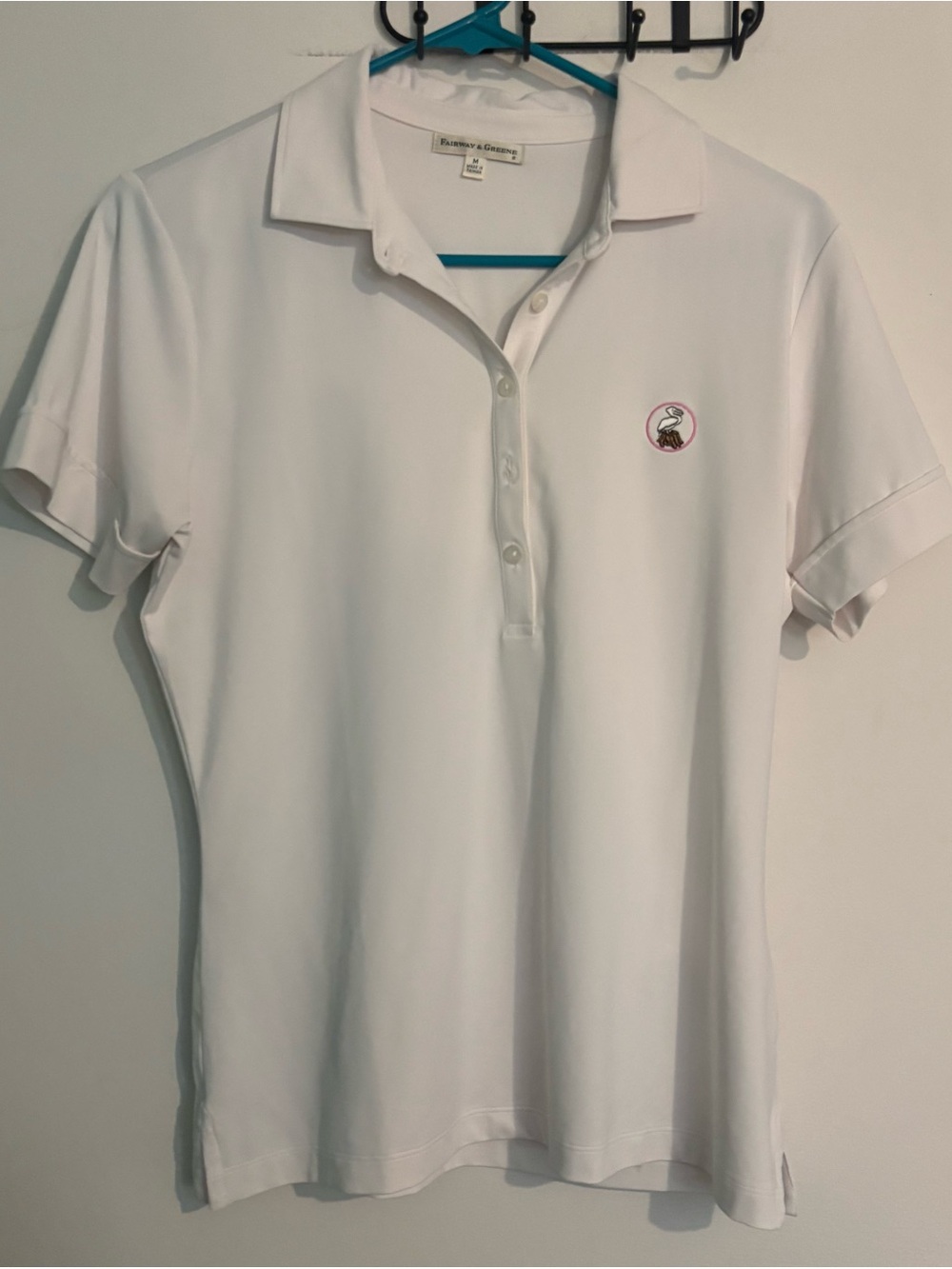 Fairway & Greene Womens Sz Med Lost Tree Golf Club Logoed White Collared Polo